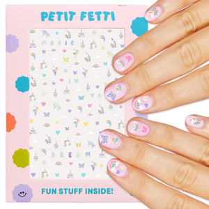 xo-fetti pegatinas de uñas unicornio: conjunto de cuatro láminas para fiesta divertida