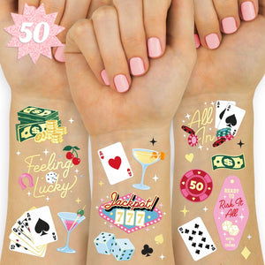 Tatuaje xo Fetti billetes dorados para decorar fiestas con brillo