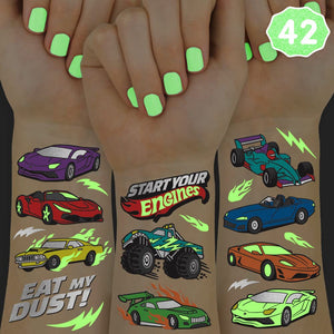 Tatuajes xo Fetti de coches que brillan en oscuridad para fiestas.