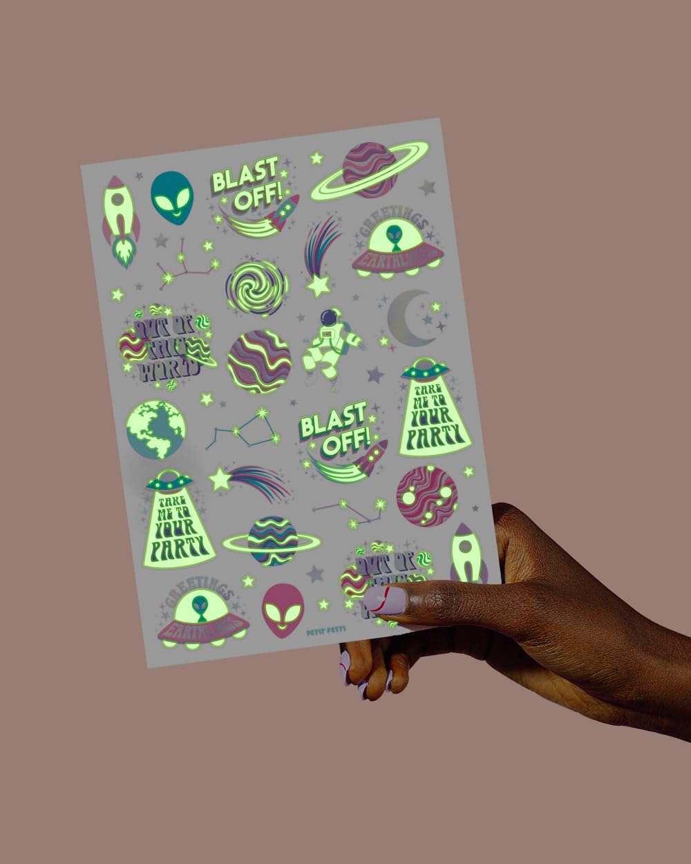 Tatuaje astro de xo, Fetti con diseño de astronauta