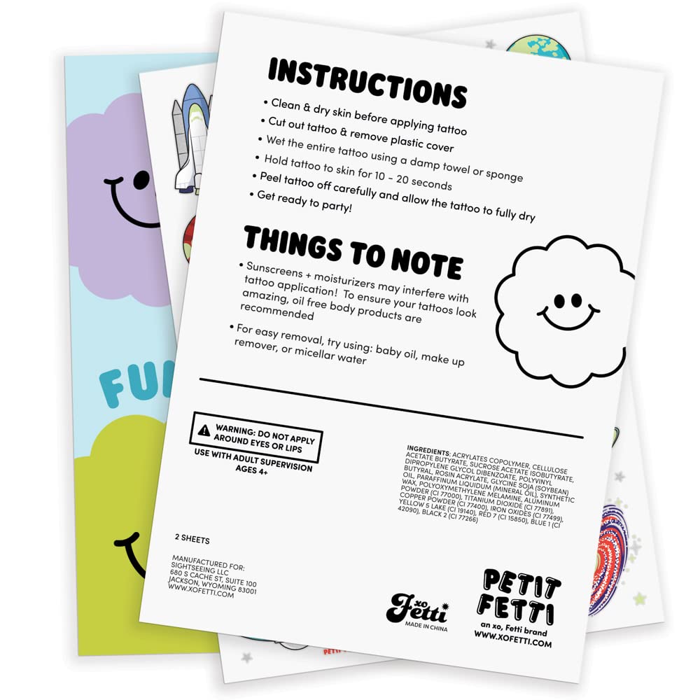 Instrucciones rápidas de aplicación xo-fetti para tatuajes temporales