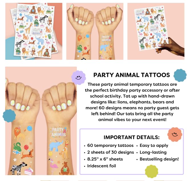 Tatuajes XO Fetti con mono y flamencos, perfectos para invitaciones