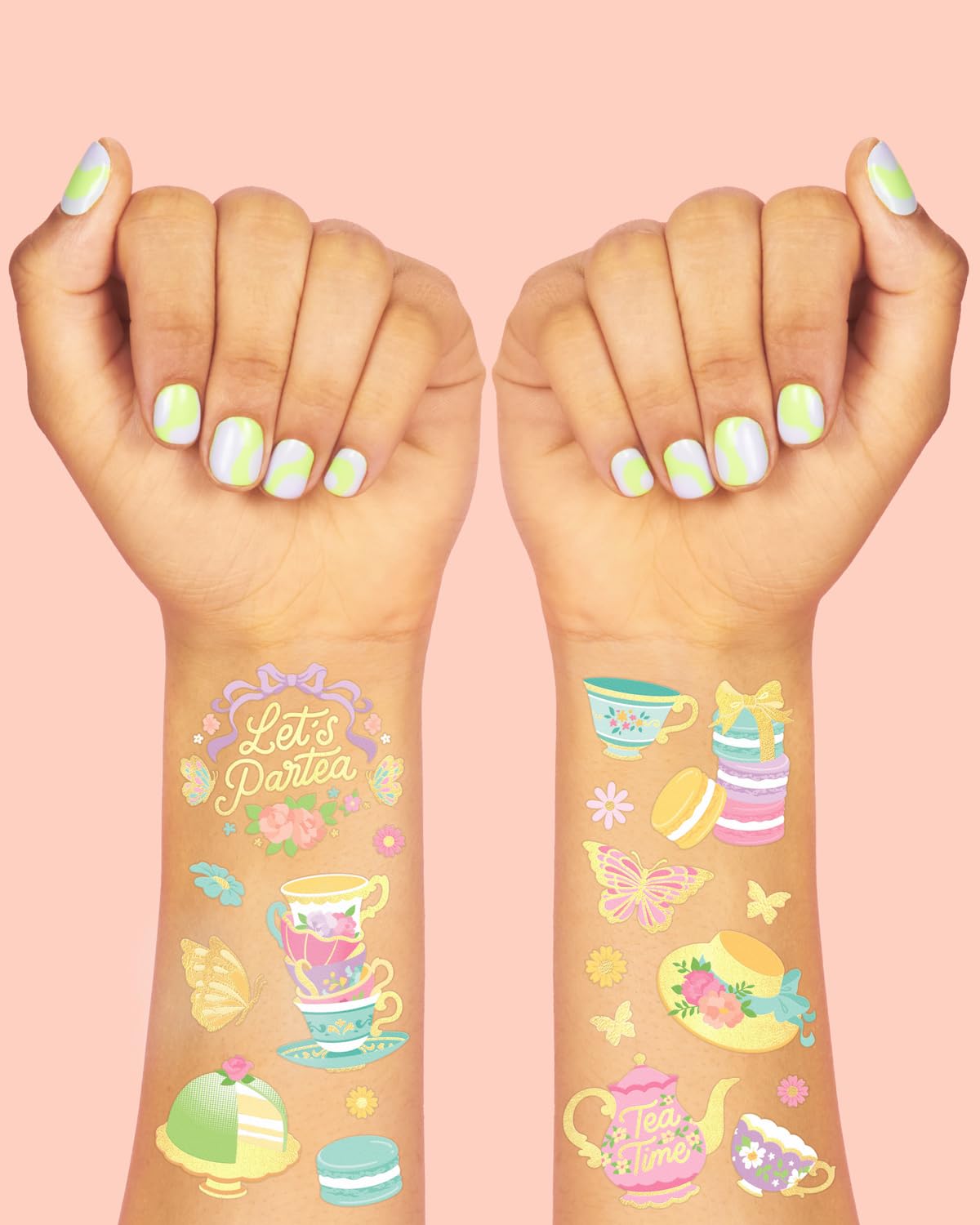 Tatuajes xo, Fetti mariposas y macarons, fáciles de aplicar en minutos.