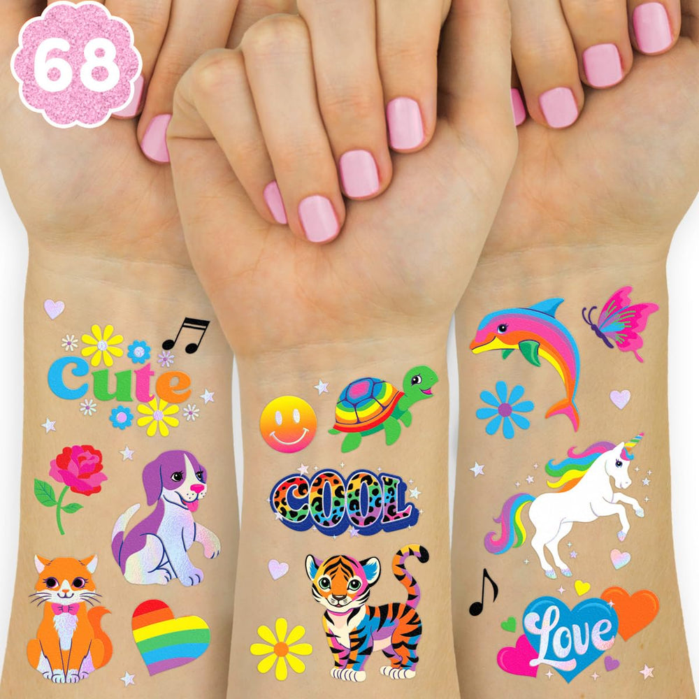 xo Fetti tatuaje neón arcoiris de tigre para fiesta infantil