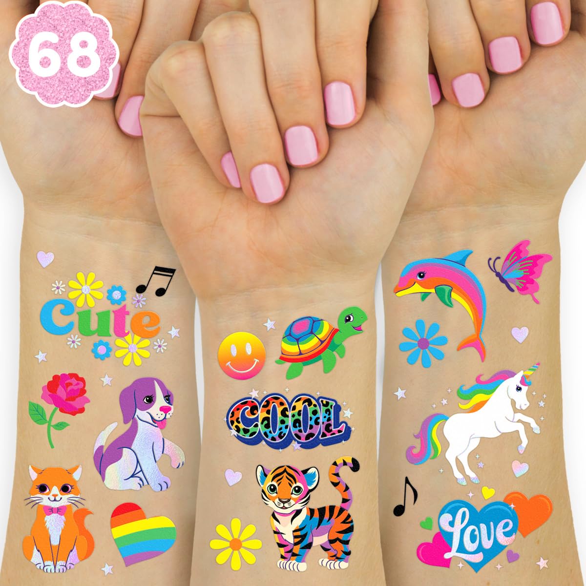 xo Fetti tatuaje neón arcoiris de tigre para fiesta infantil