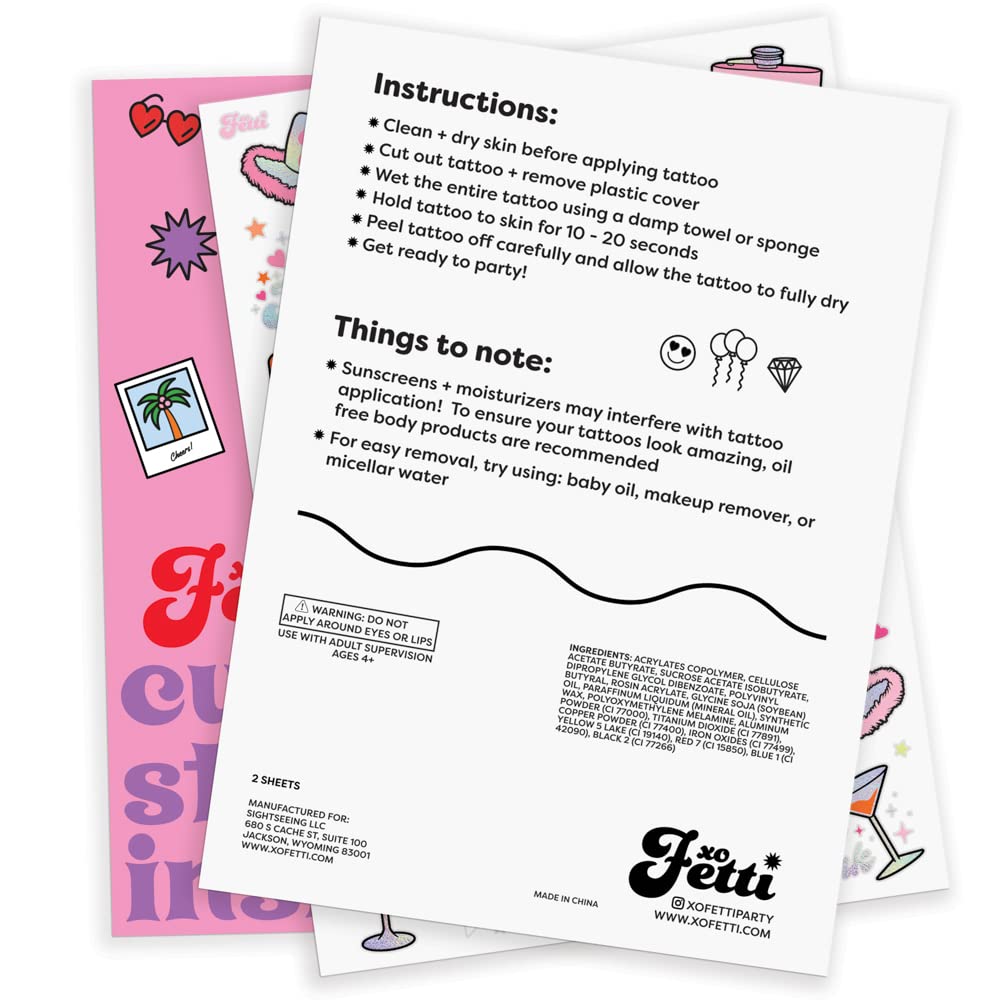 Tatuajes XO Fetti para fiestas nocturnas, decoracion rapida y fotos.
