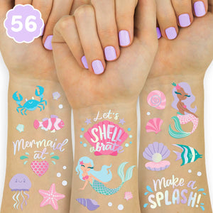 Tatuajes de sirena de xo Fetti con foil iridiscente para fiesta infantil