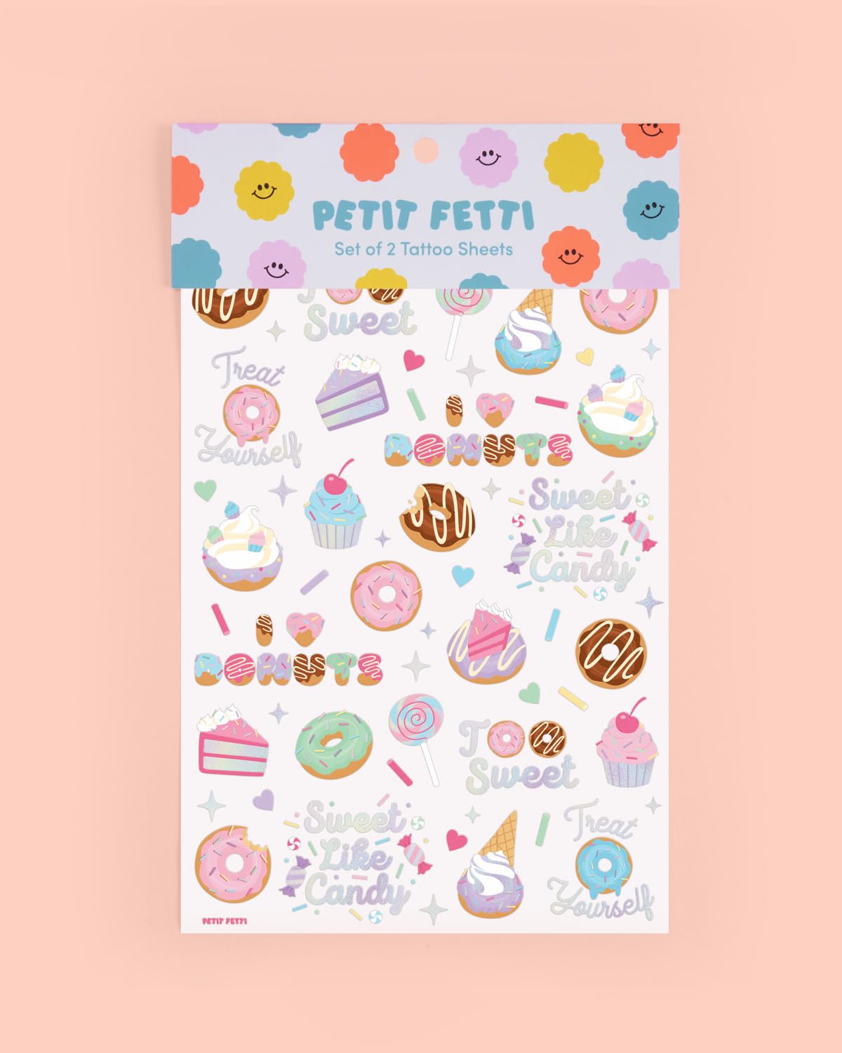 Diseño dulce irisado de xo-fetti, ideal para manualidades en casa.