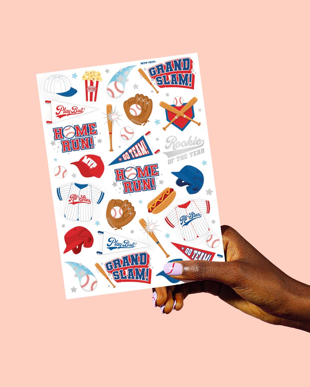 Tatuajes con diseños icónicos de béisbol XO Fetti para fiestas