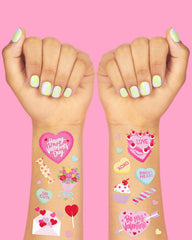 Tatuajes xo-fetti valentines caramelos metalizado rosa para detalles festivos