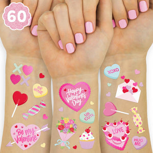 Tatuajes xo-fetti valentines corazones metalizado rosa para decoración rápida