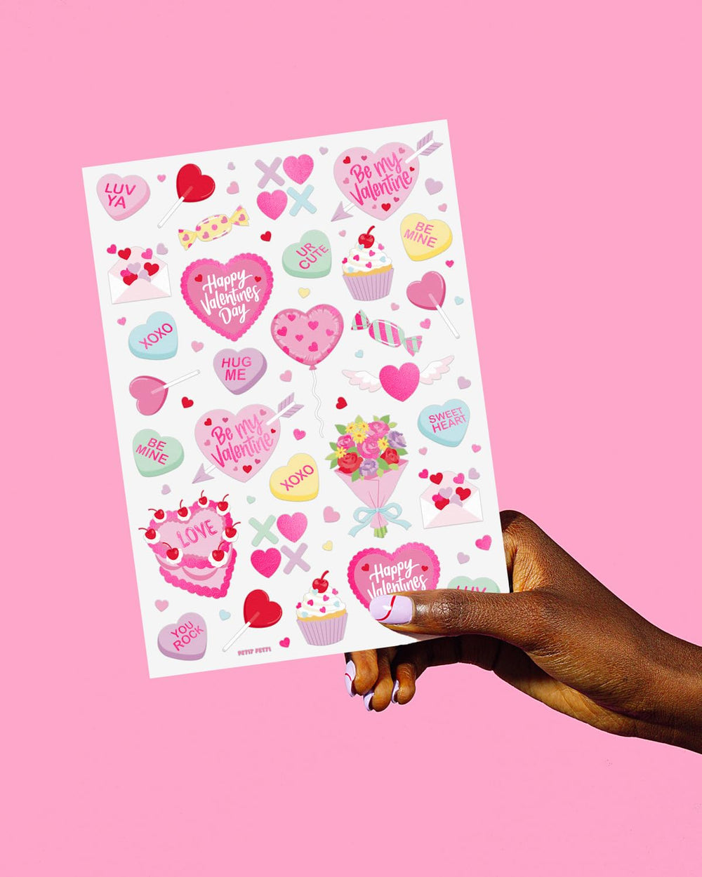 Tatuajes xo-fetti valentines ilustraciones variadas metalizado rosa