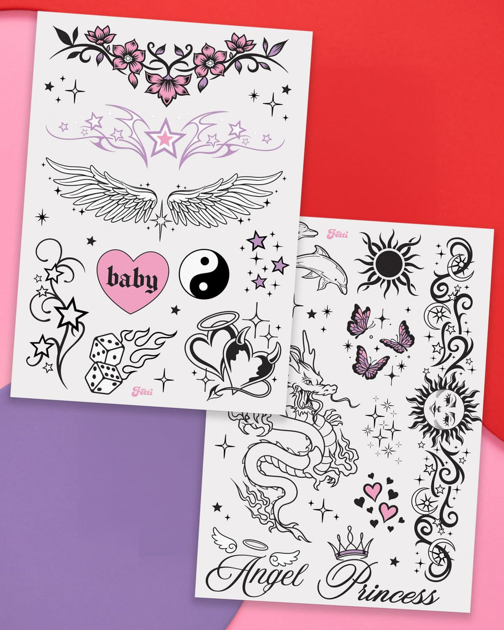 tatuajes xo Fetti Y2K: alas de ángel para un toque glam.