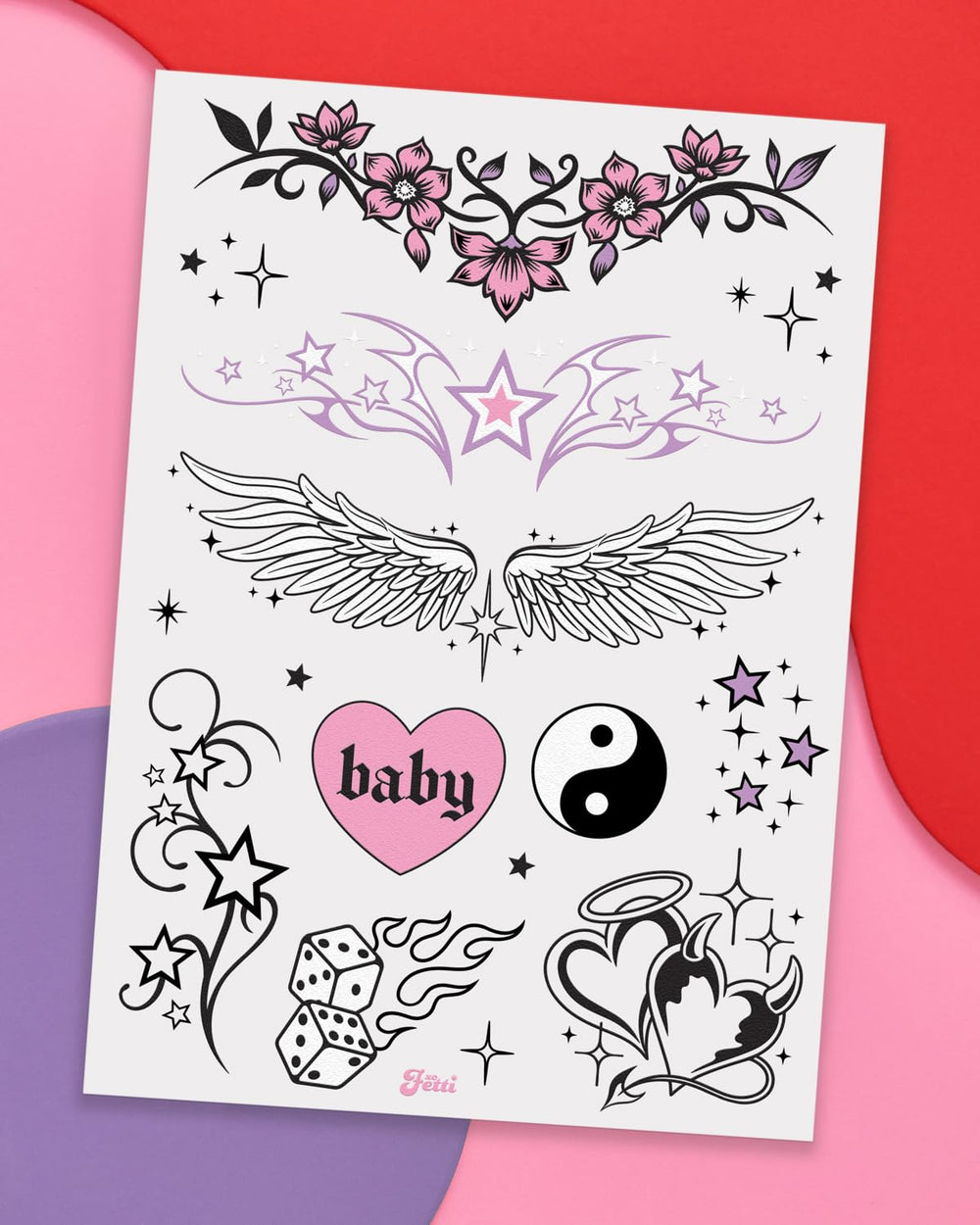 tatuajes xo Fetti Y2K con frases angel y princesa para personalidad.