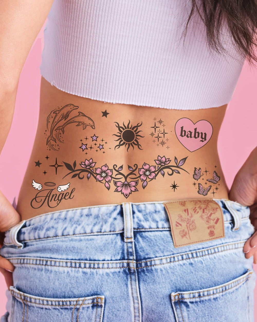 tatuajes temporales xo Fetti Y2K con hadas para fiesta.