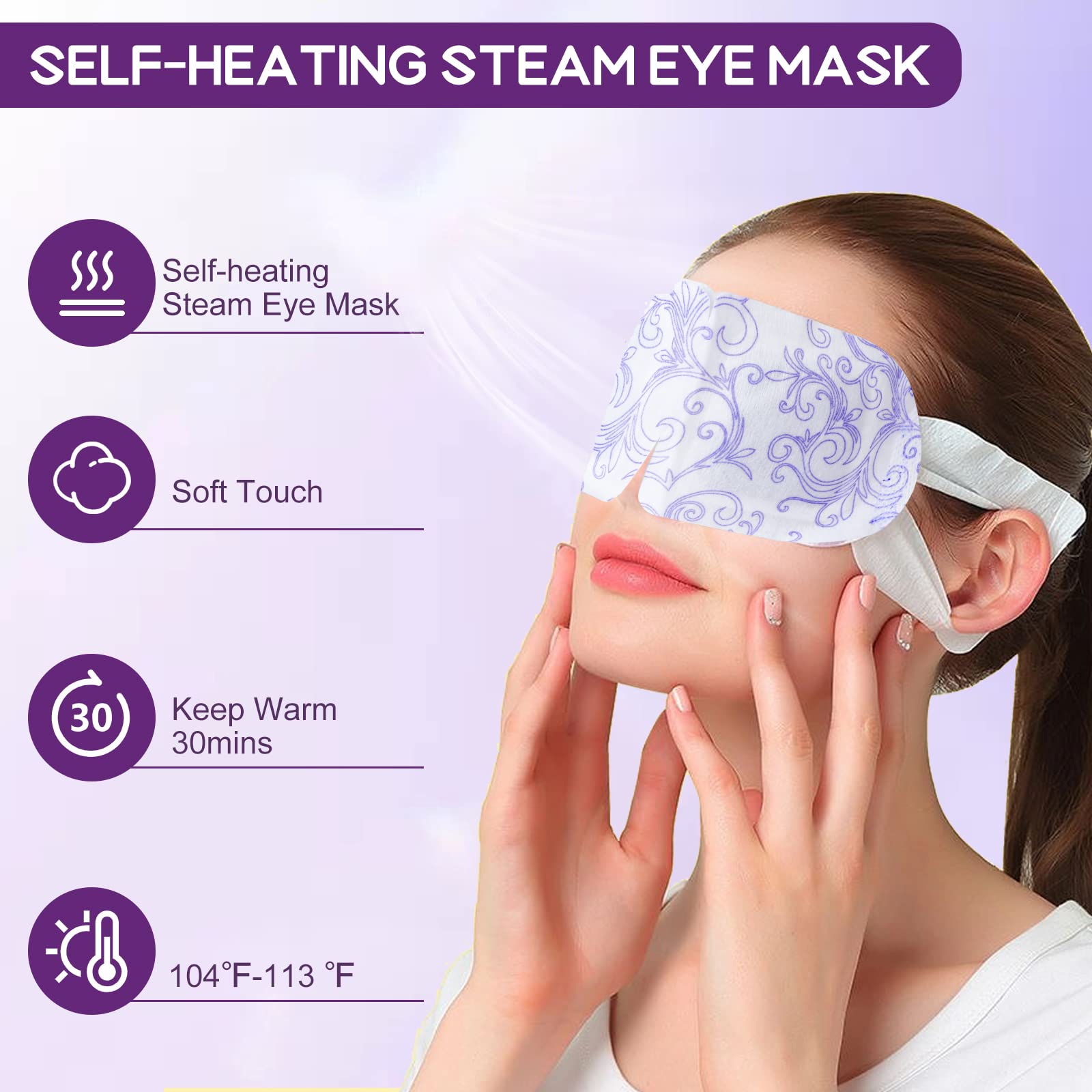 XPCARE mascarilla ocular de vapor empacada por separado para viajar y mantener higiene.