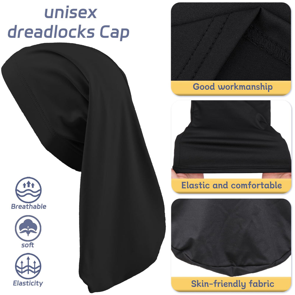 XTREND dreadlock cap negro primer plano material suave y transpirable