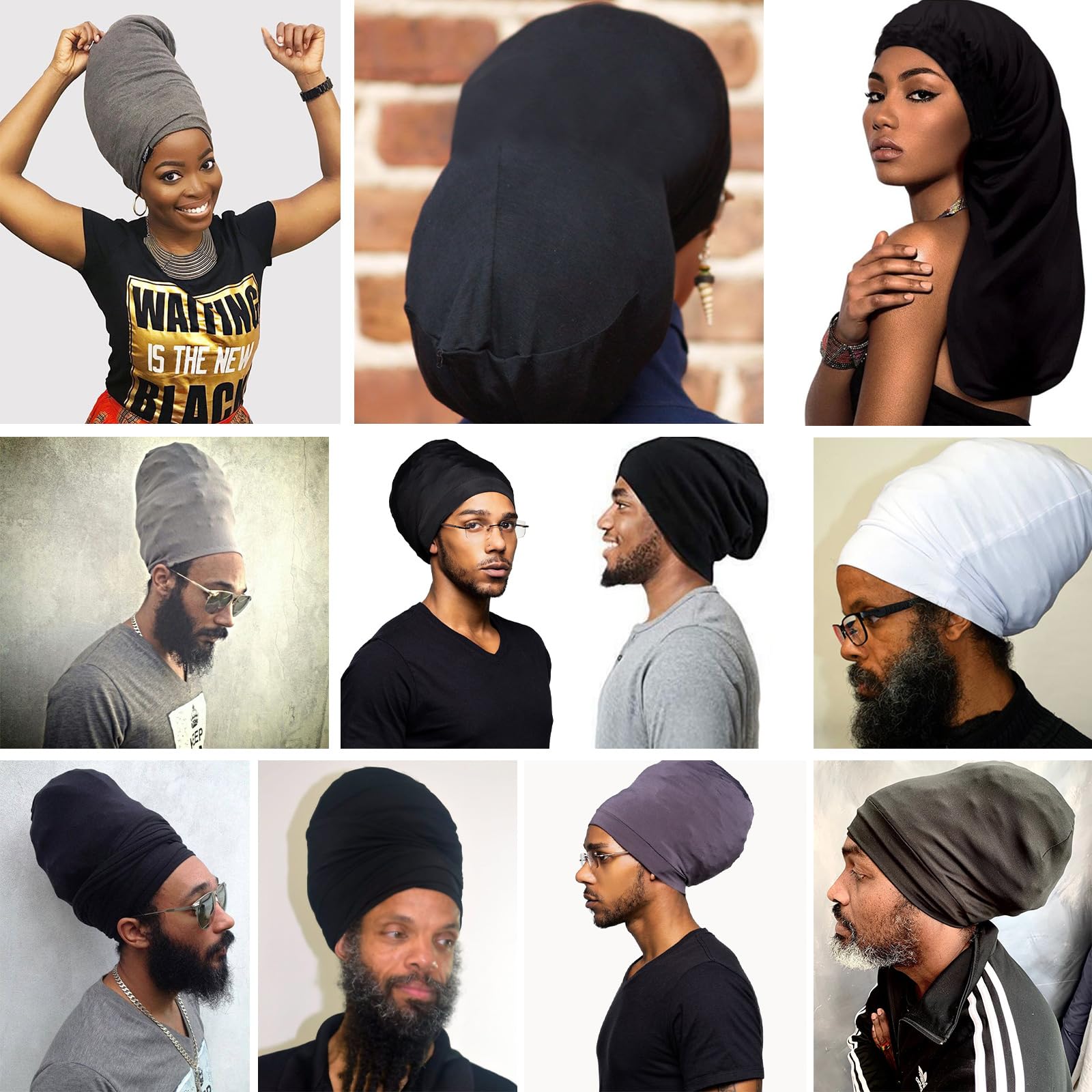 XTREND dreadlock cap negro uso para hombres y mujeres en distintas ocasiones