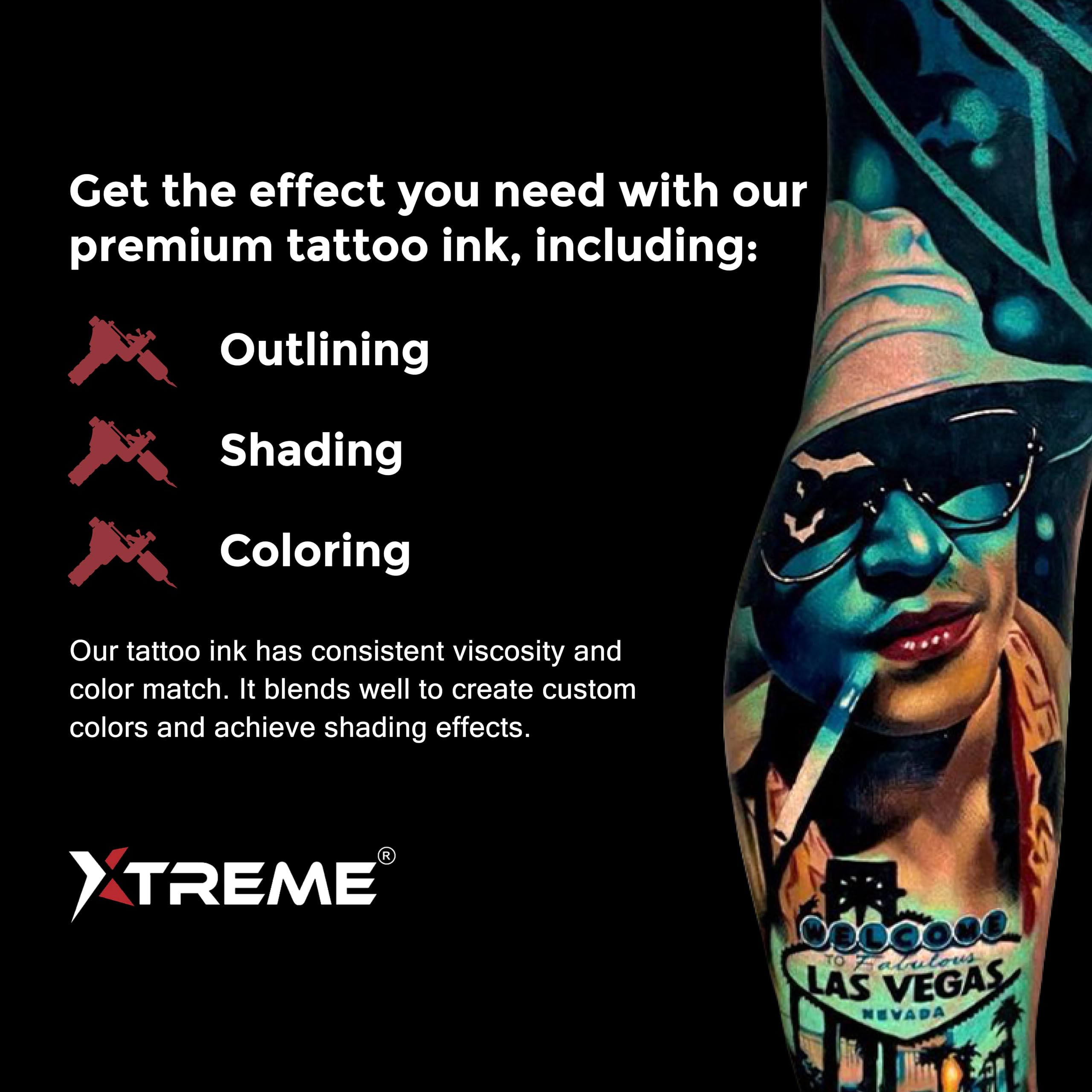 XTREME Xtreme Tattoo Ink libre de crueldad, práctica ética para artistas.