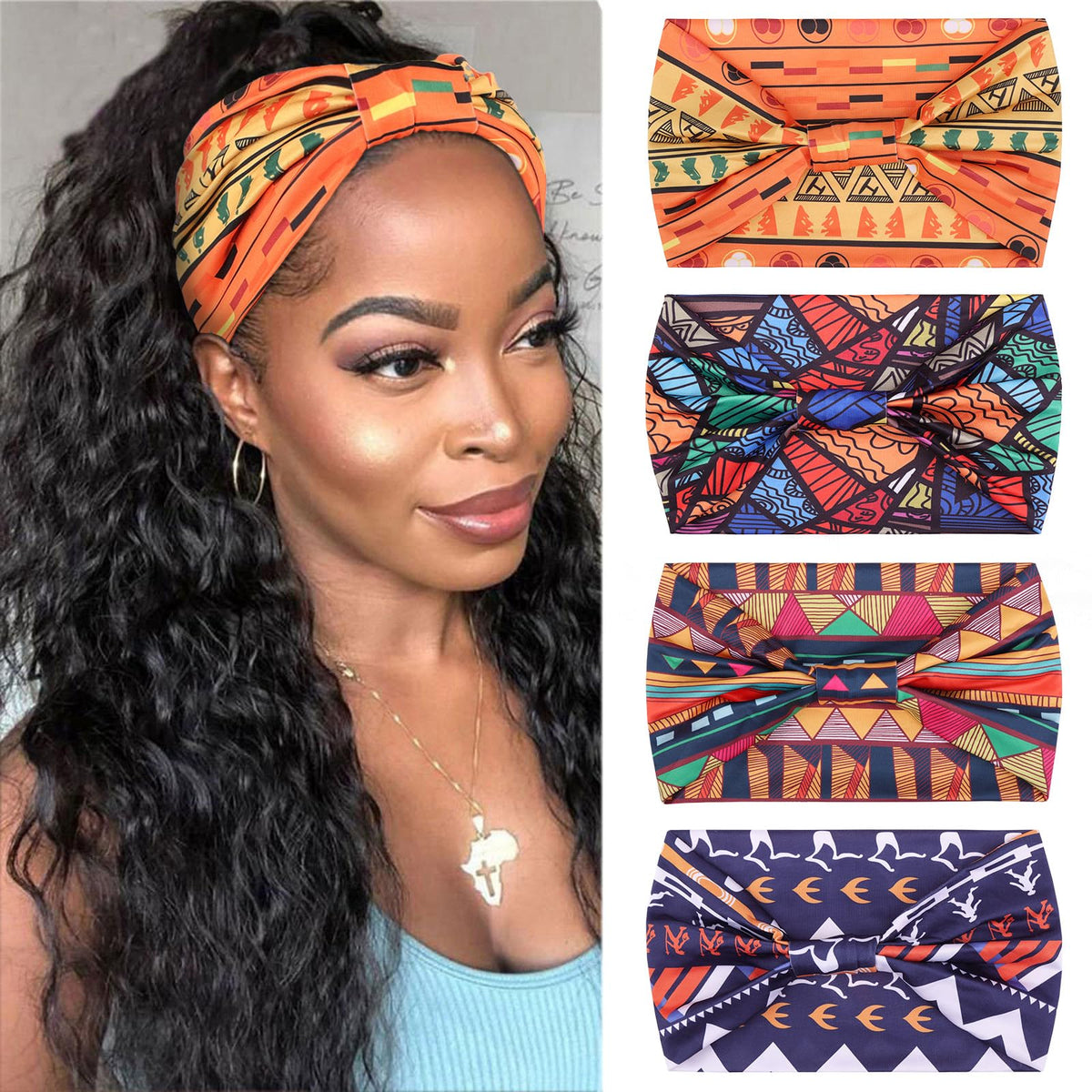 XTREND cintas para cabello anchas con estampas bohemias, ideales para looks veraniegos.