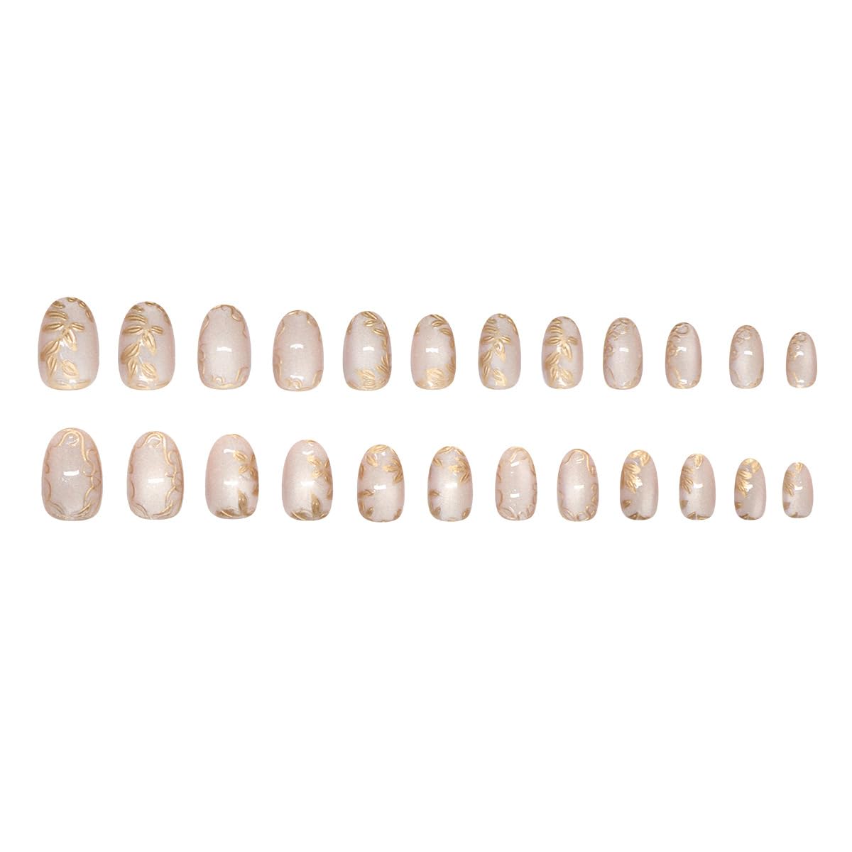 XZMeiLun uñas acrílicas ligeras doradas con acabado tridimensional para ocasiones.