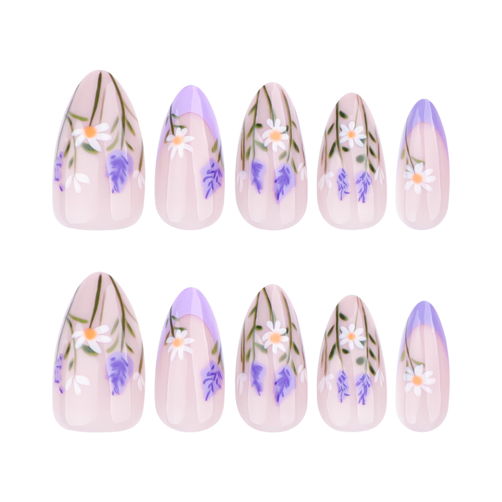 XZMeiLun uñas postizas lavanda para eventos y salidas con acabado suave