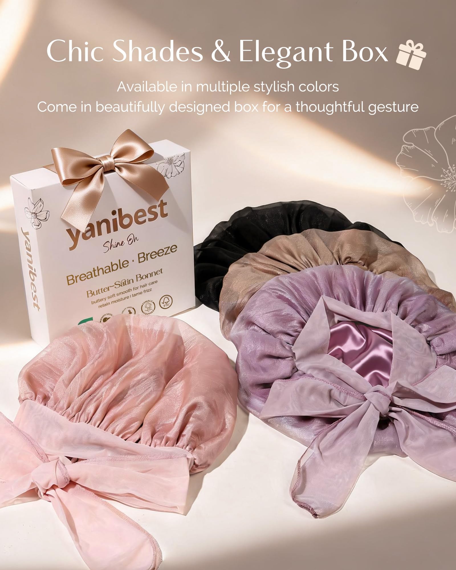 YANIBEST bonete con diseño y lazo en la parte frontal, elegante y cómodo.