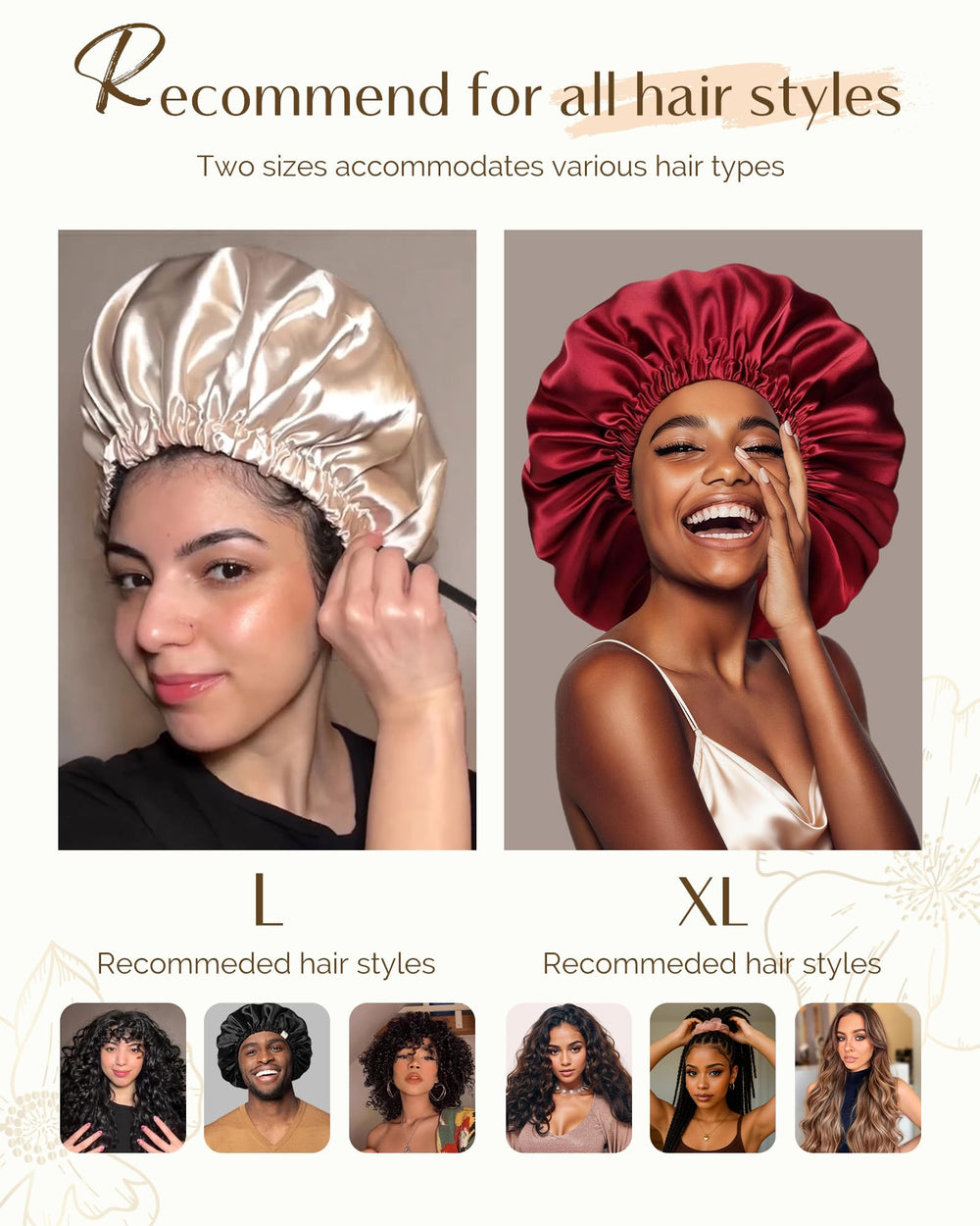 Gorro Yanibest de satén, variedad de colores para combinar con tu estilo.