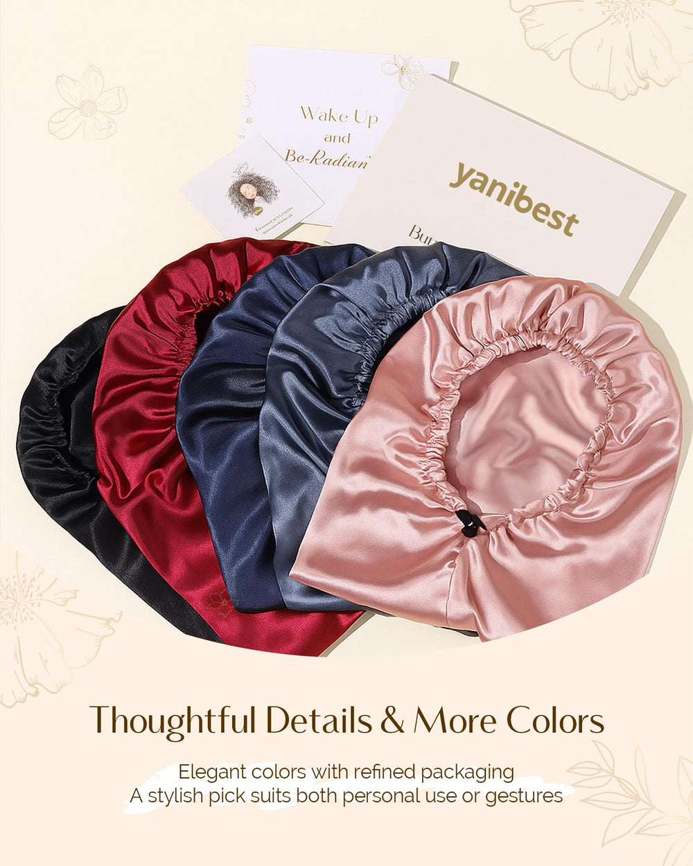 Gorro satinado YANIBEST, ideal para cabello largo y protección nocturna