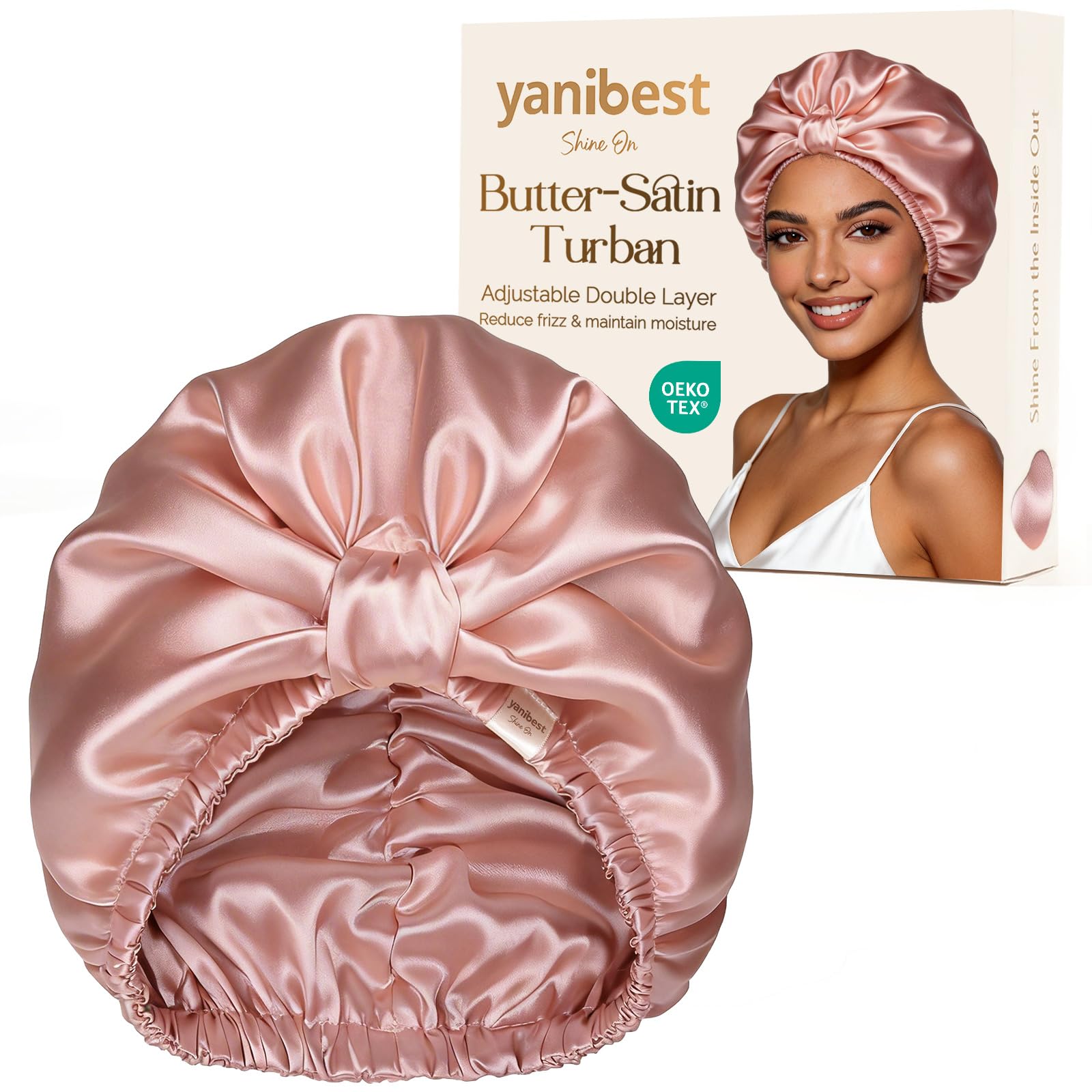 Yanibest bonet satin-ajustable protege el cabello durante el sueño y reduce el frizz.