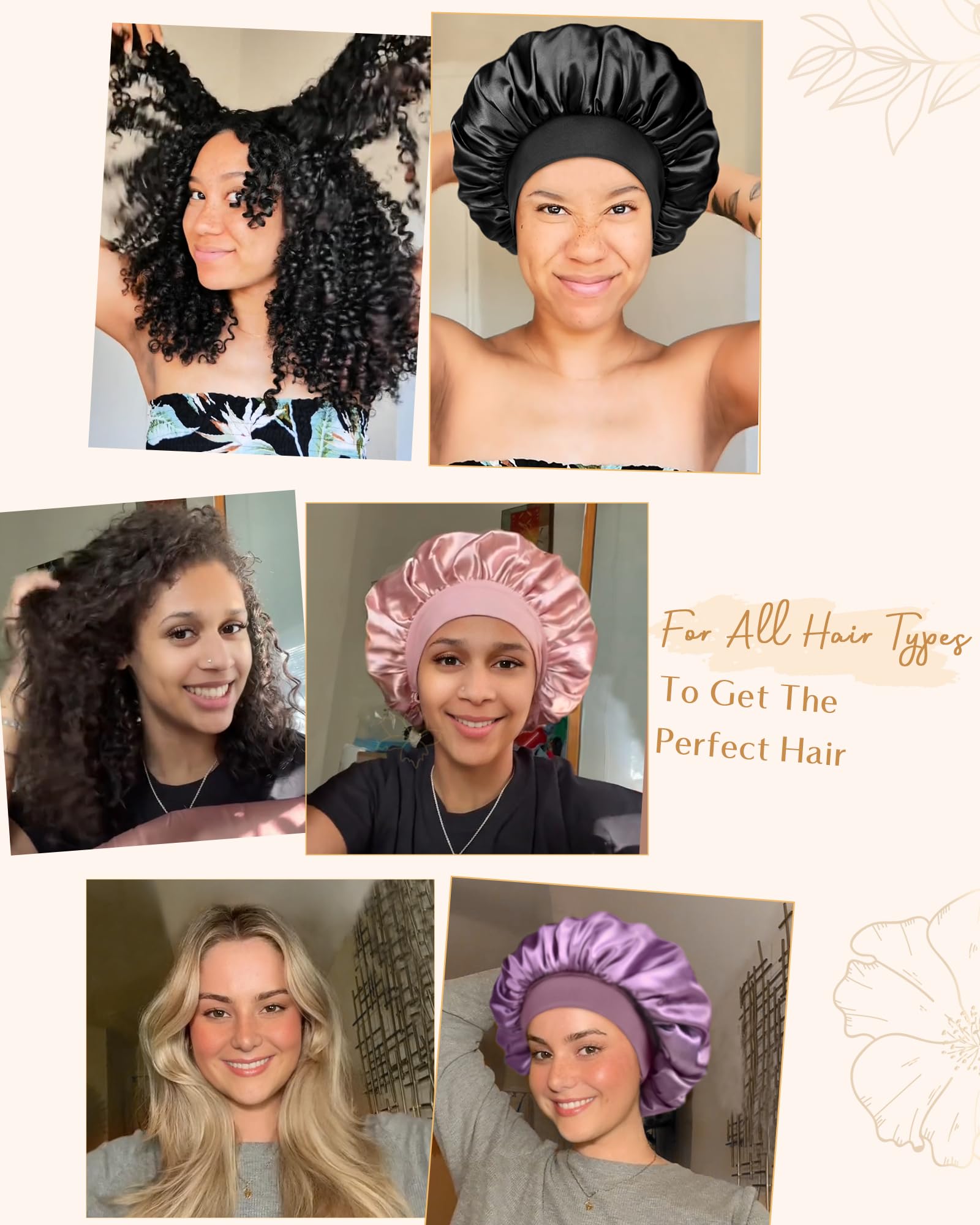 Gorro de seda Yanibest talla única se adapta a todo tipo de cabello.