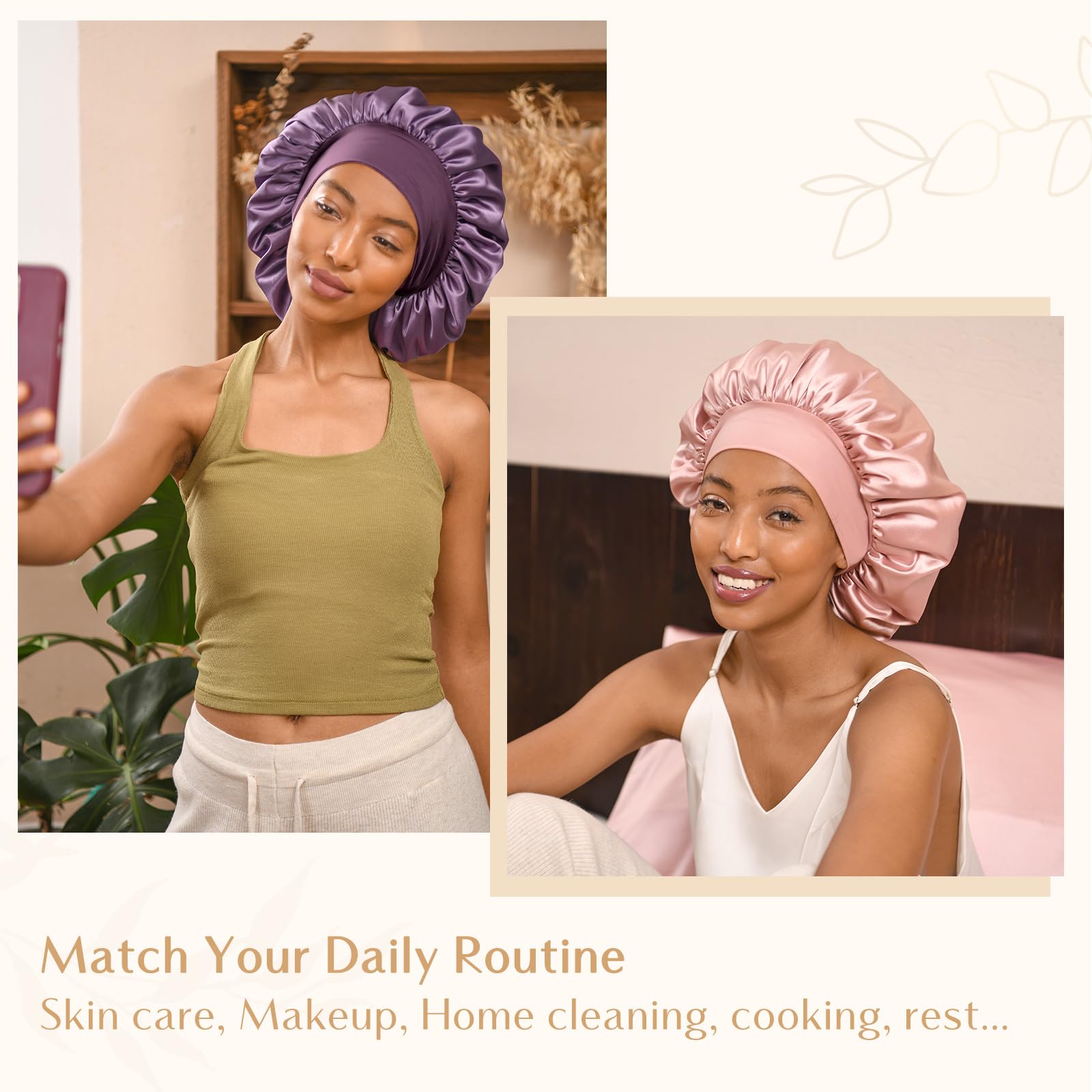 Gorro de seda Yanibest para uso múltiple: dormir, belleza y cuidado diario.