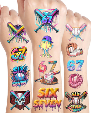 YanZonic tatuajes temporales drip baseball rosa para fiesta colorida