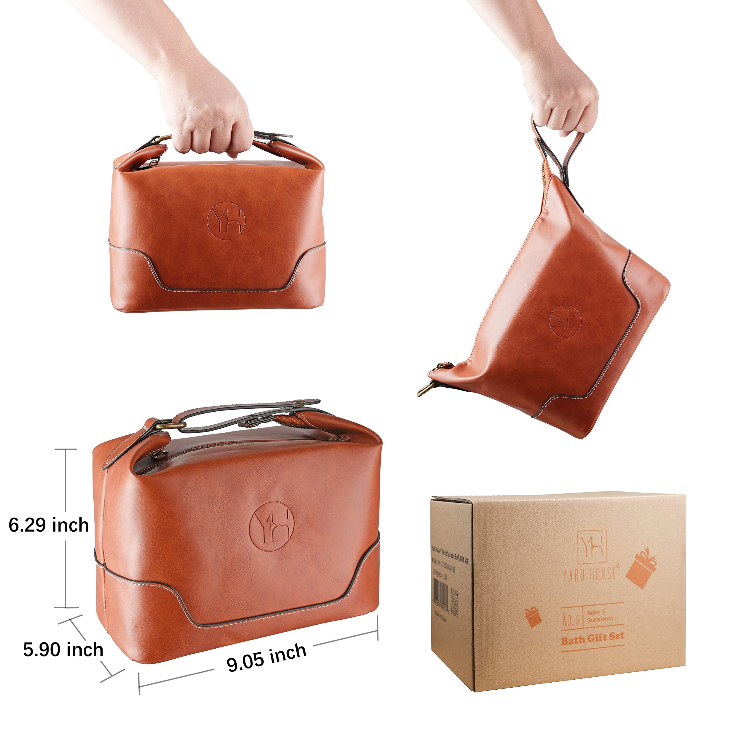 Kit Yard House para hombre: neceser de cuero Dopp para viajar.