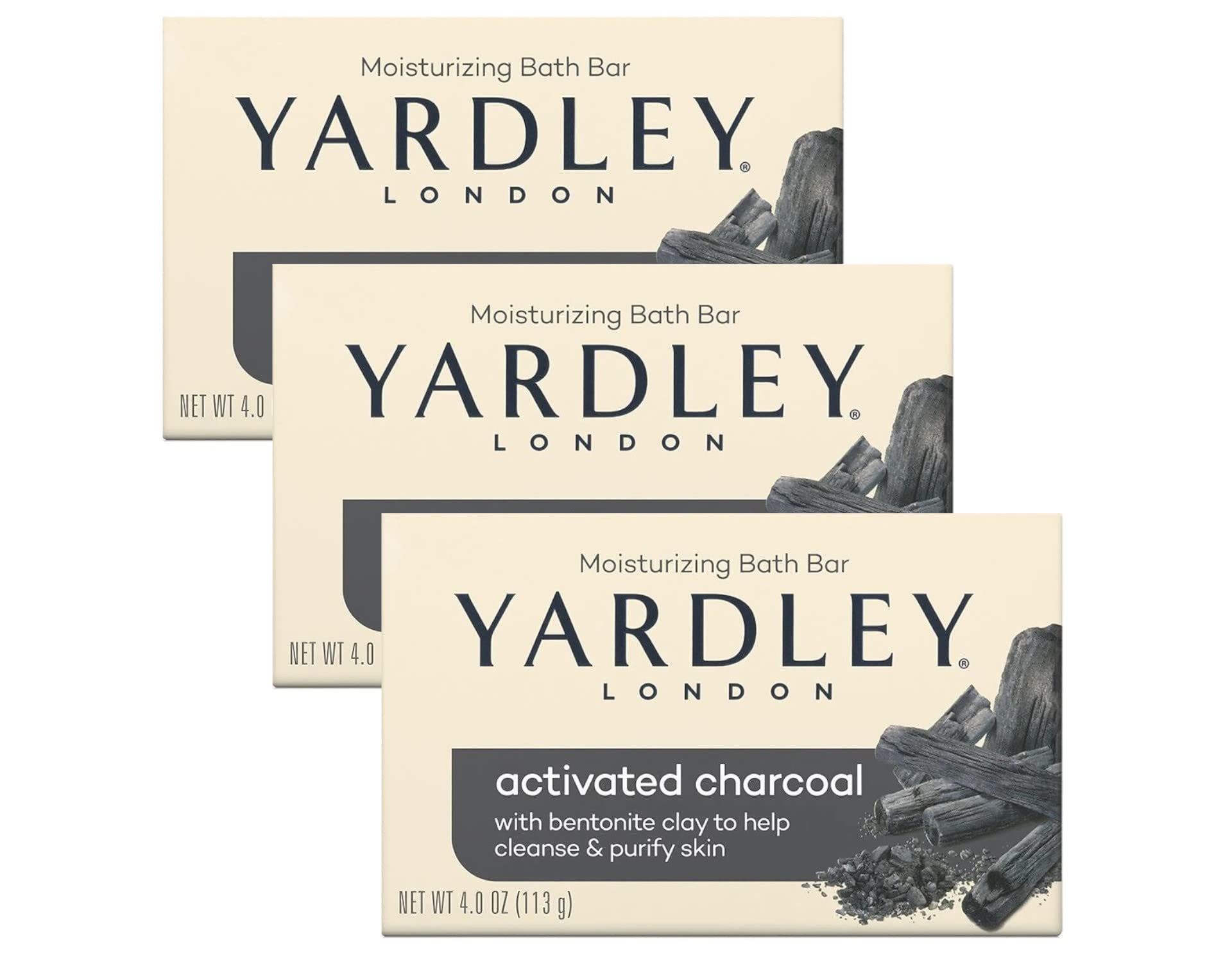 Jabón Yardley avena y almendra, barra de 4.25 oz, pack de 3 para uso diario.