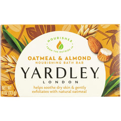 Yardley London barra hidratante avena almendra, empaque de cinco barras para regalo.