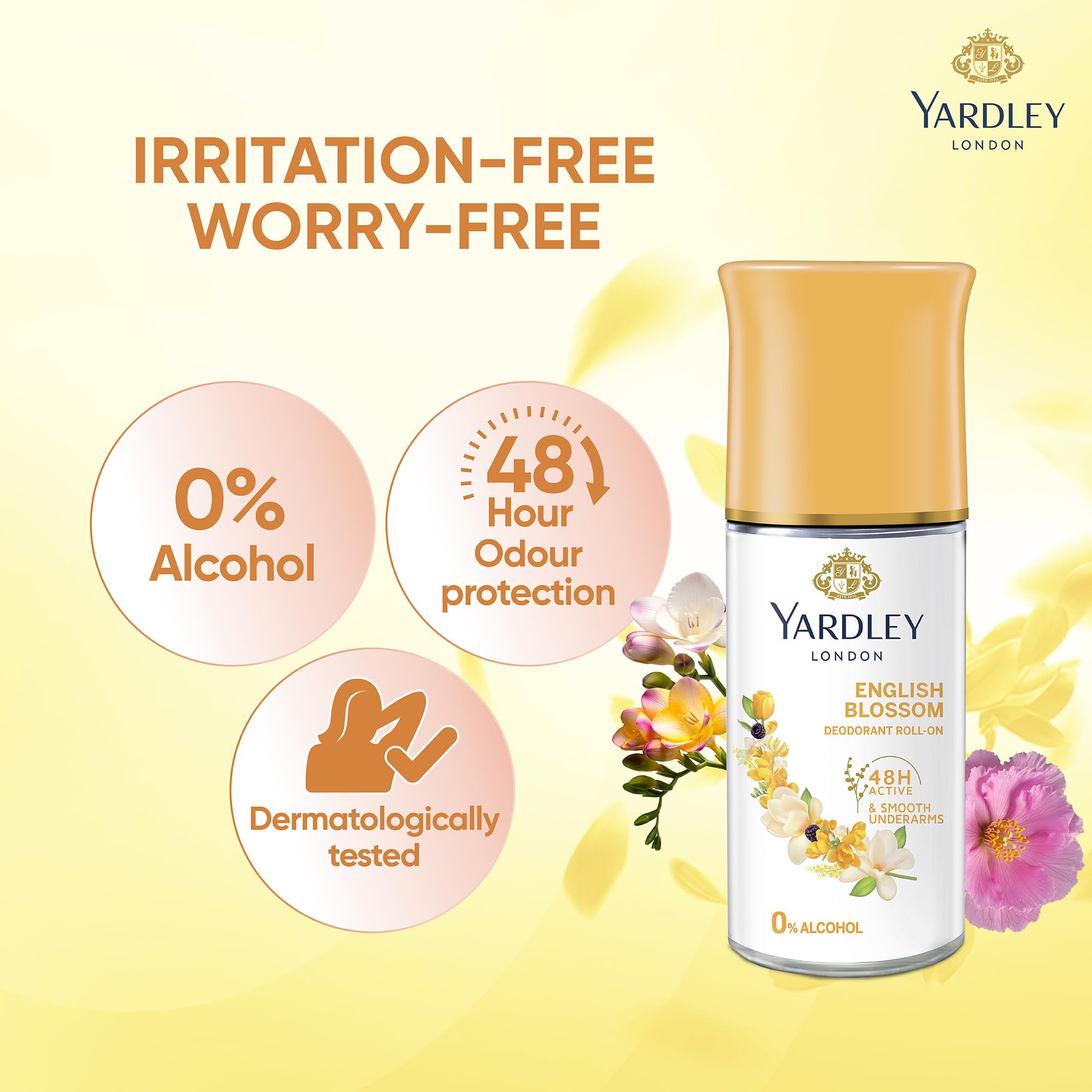 Yardley London English Blossom desodorante rodillo protección 48 horas.
