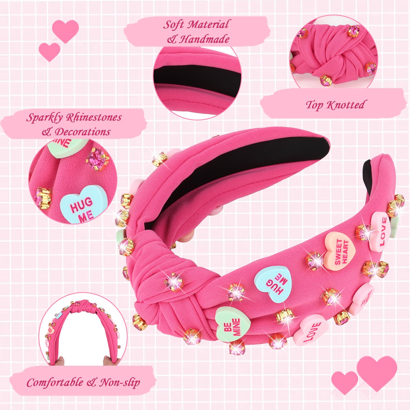 Diadema YARIEW con nudo de cristales rosa para estilo chic.