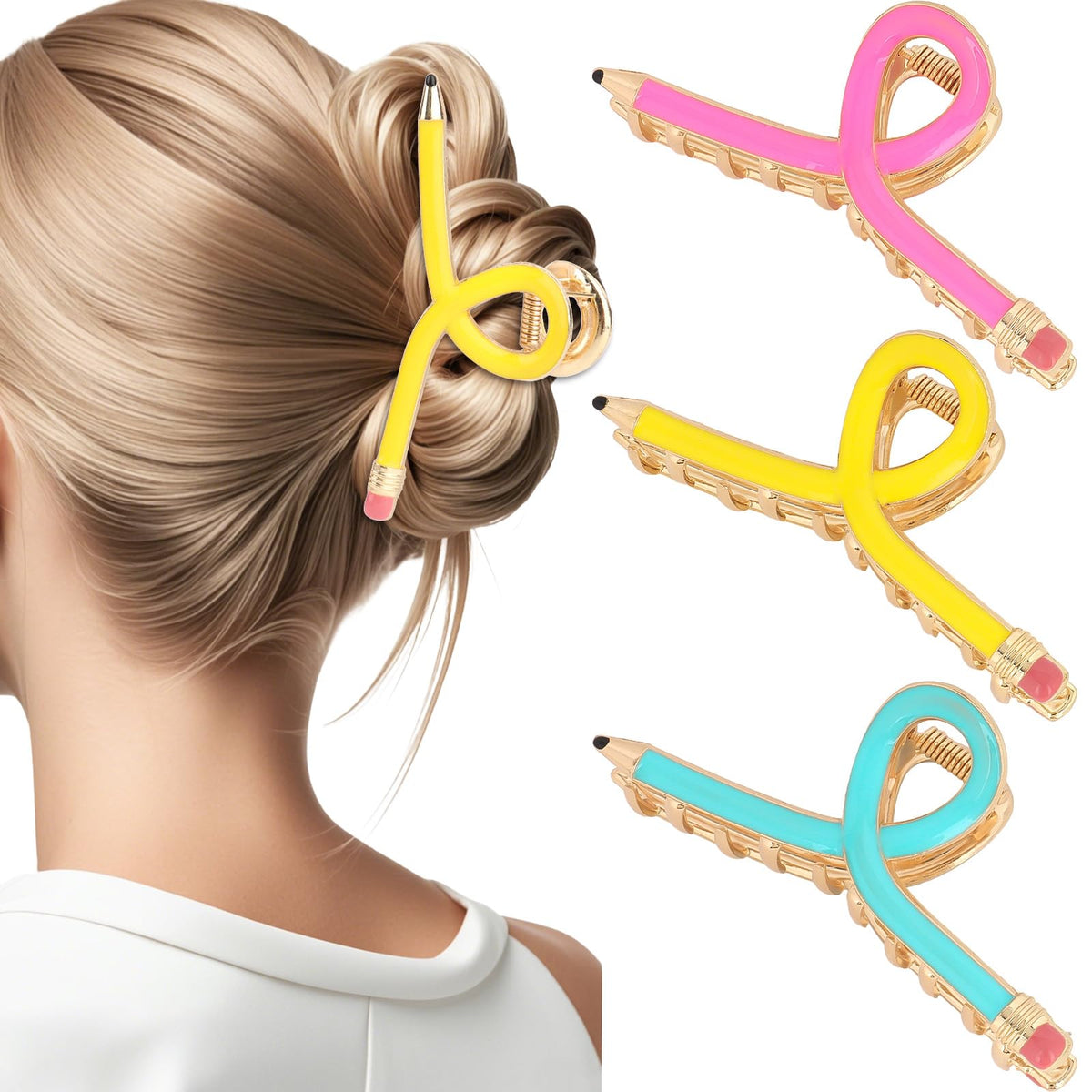 Ganchos de pelo lápiz YARIEW en colores brillantes para peinados diarios.