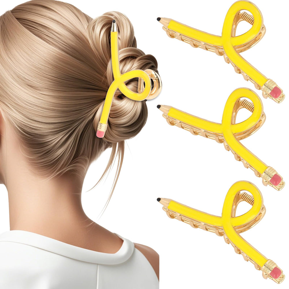 Pinzas de pelo lápiz amarillo de YARIEW para un look casual y elegante.