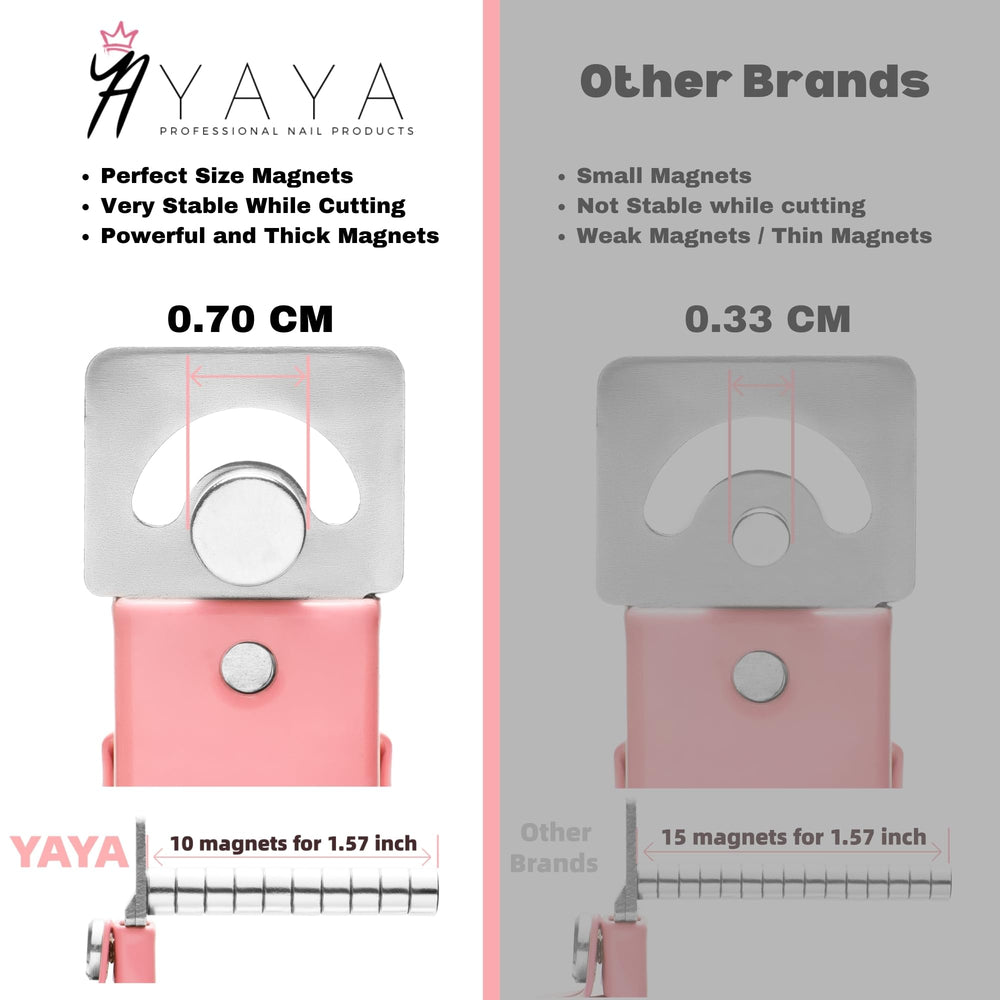 YAYA NAILS cortauñas acrílicos con imanes, guía de longitud estable para cortes consistentes