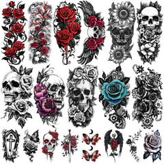 Yazhiji 77 láminas tatuaje temporal calavera flor para estilo impactante