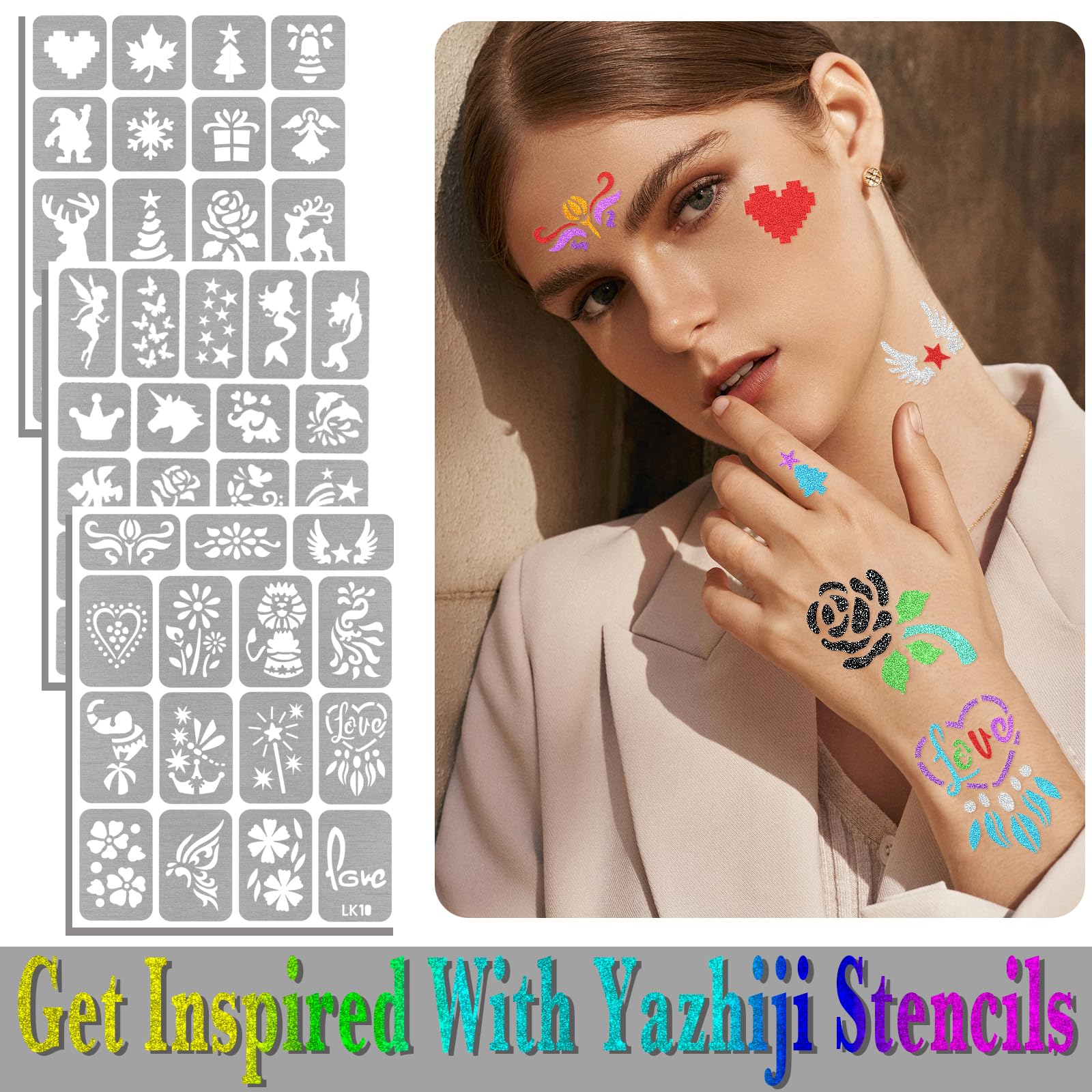 Yazhiji plantillas tatuajes temporales ciervos, toque natural para eventos