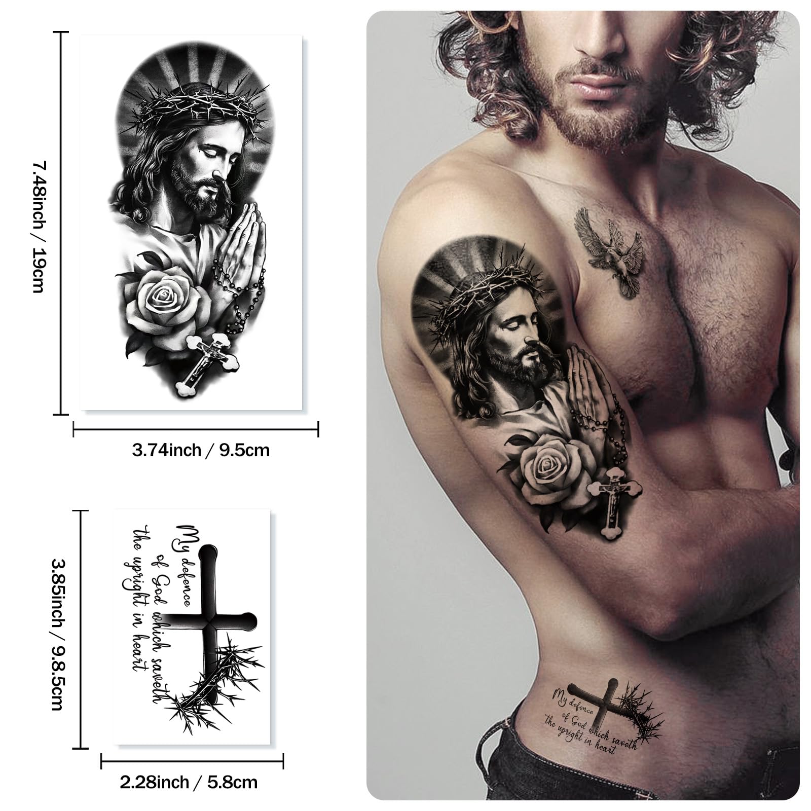 Yazhiji 77 hojas tatuaje cristiano ángel detallado para sesiones de fotografía