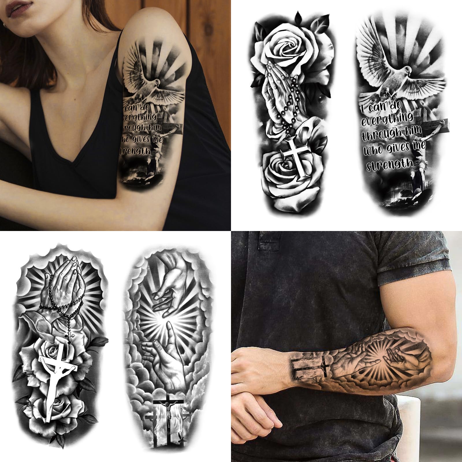 Yazhiji 77 hojas tatuaje cristiano arte blackwork de contraste suave