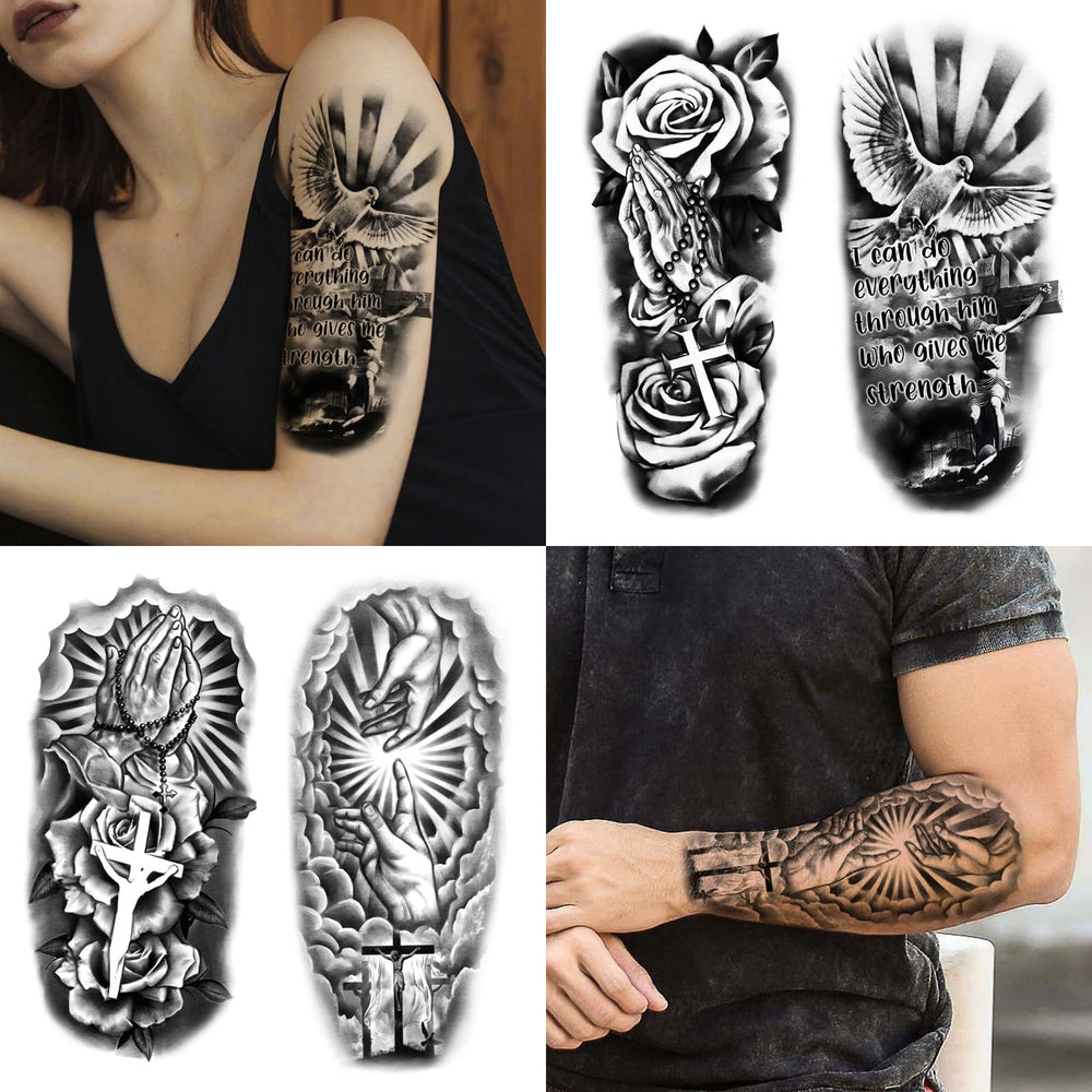 Yazhiji 77 hojas tatuaje cristiano arte blackwork de contraste suave