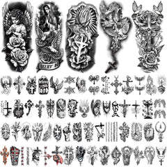 Yazhiji 77 hojas tatuaje cristiano cruz detallada para uso ceremonial o devocional