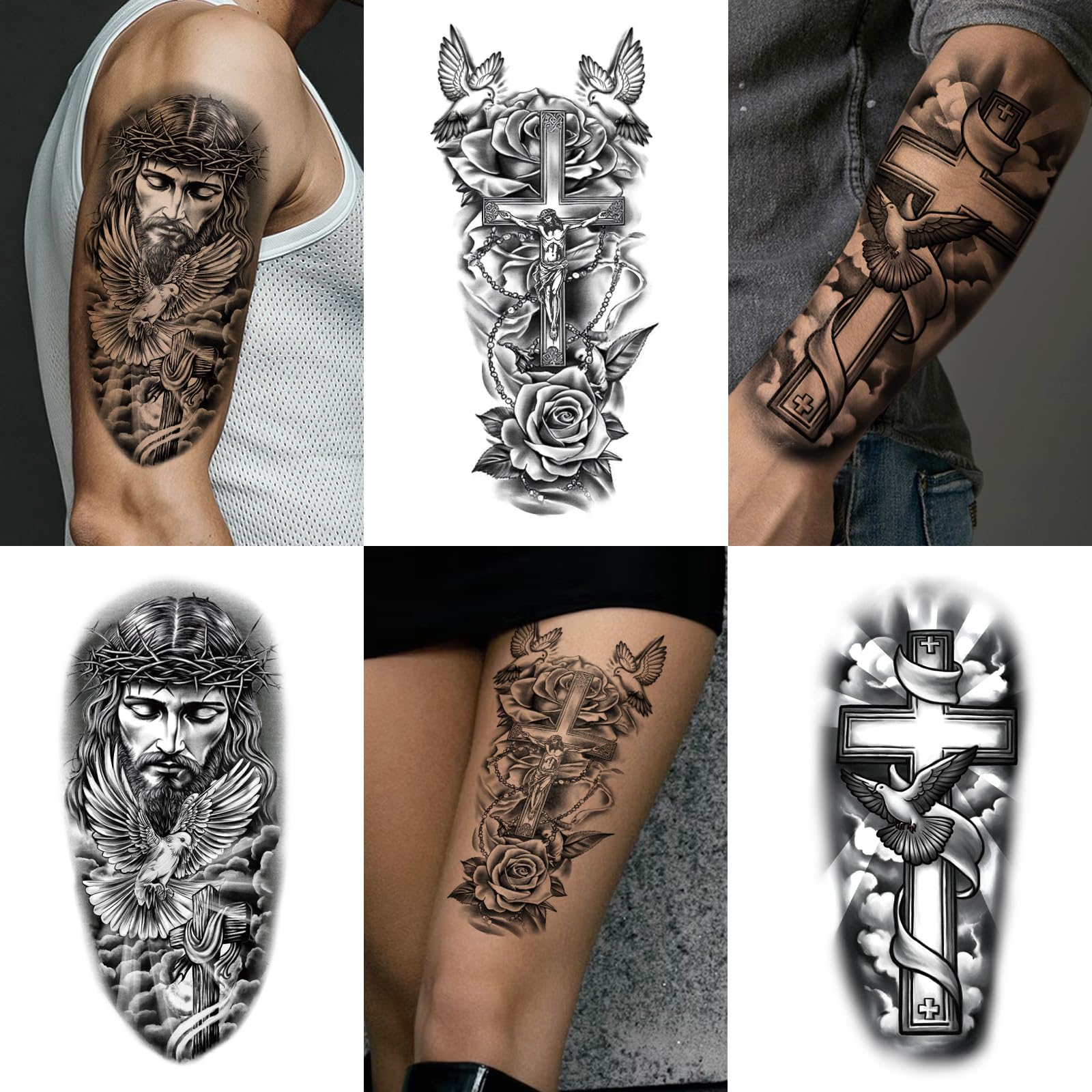 Yazhiji 77 hojas tatuaje cristiano escena bíblica para cosplays o fiestas