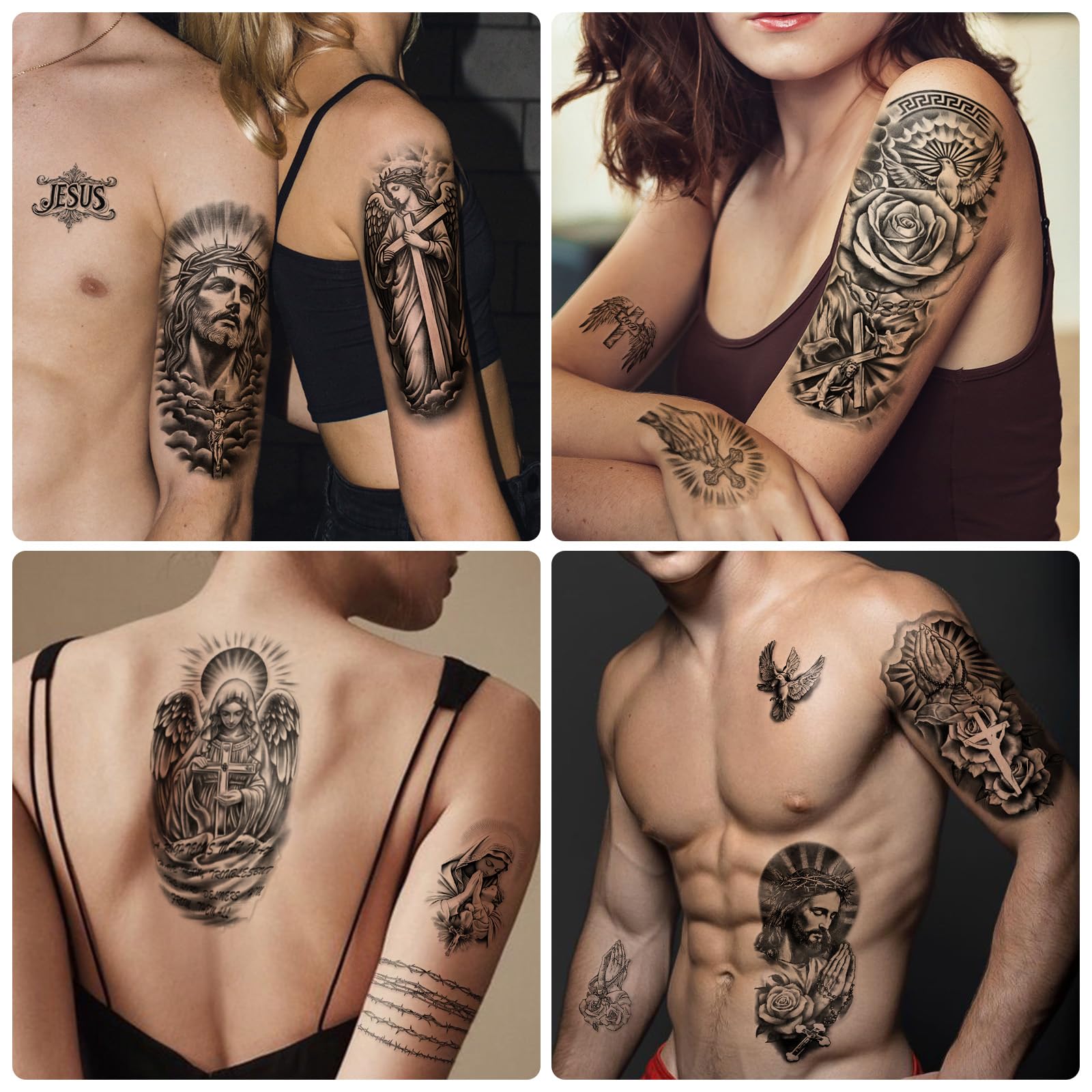 Yazhiji 77 hojas tatuaje cristiano manos en oración para el antebrazo