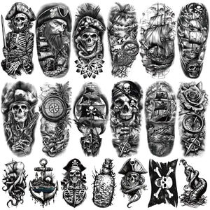 Tatuaje temporal Yazhiji pirata capitan: estilo audaz para cosplay y fiestas